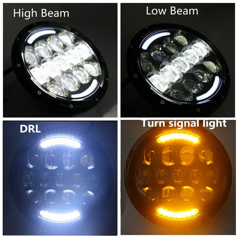 Pair 7 Inch Round LED Headlight White Halo Angel Eye &amp DRL Projection Lens For LJ Tj Fj Cruiser Hummer MAC | Автомобили и