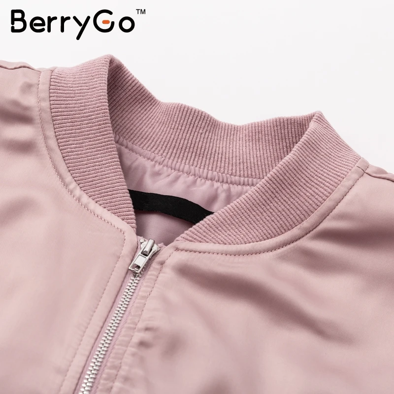 BerryGo элегантная простая куртка пальто со шнуровкой Женская Розовая атласная