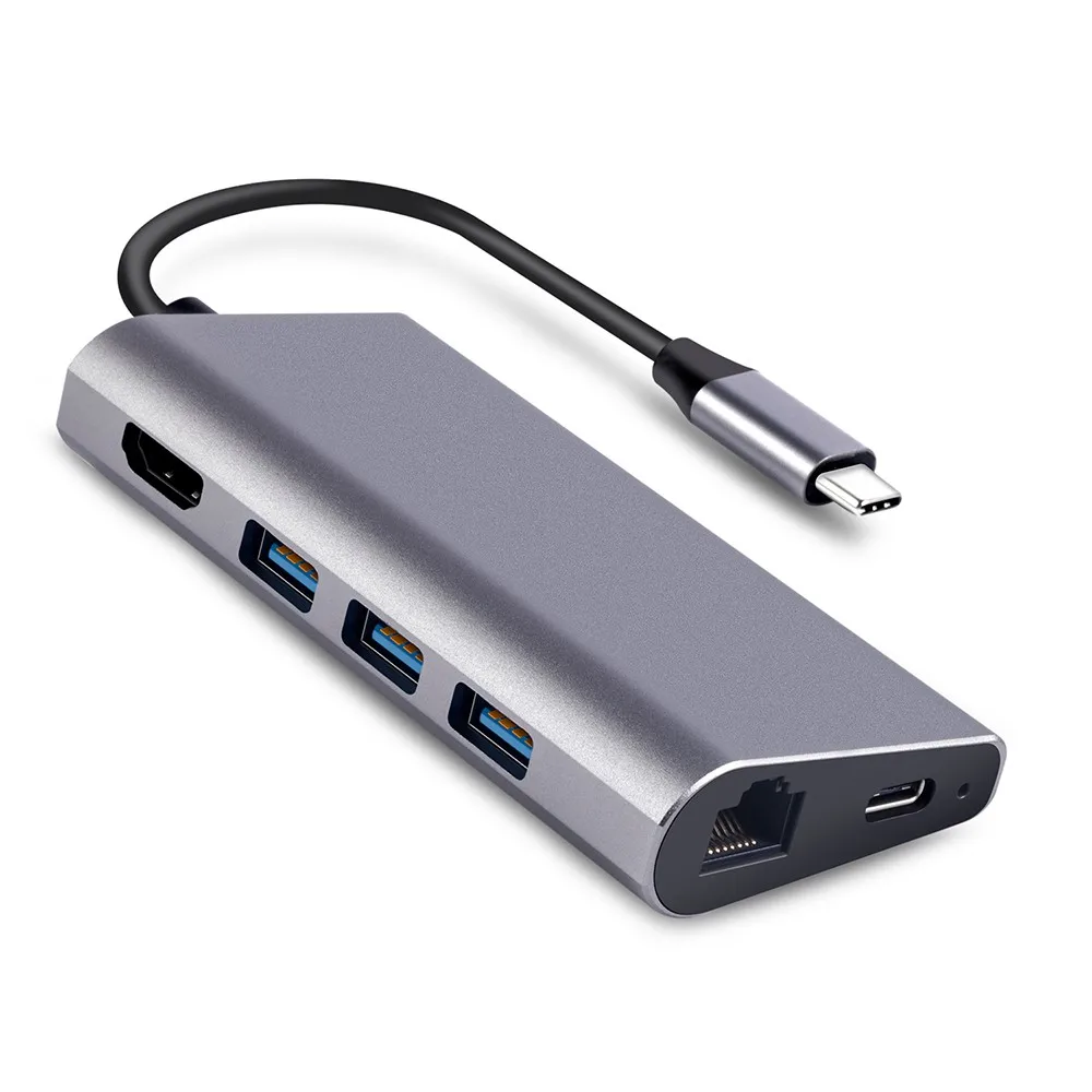 Адаптер usb Type C многопортовый адаптер HDMI выход Gigabit Ethernet SD/TF + Micro SD карты порты 3