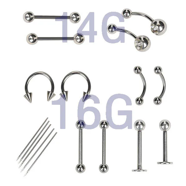 29 шт. набор для пирсинга носа губ|tongue piercing needle|lip ringstongue |