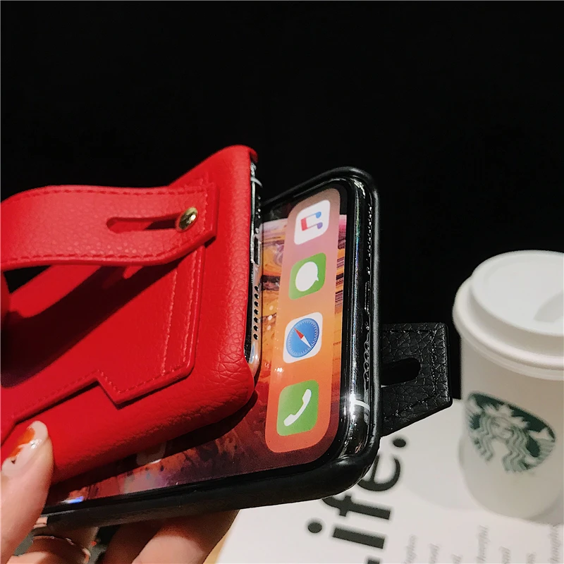 Модный 3D кожаный чехол с ремешком на запястье для телефона iPhone 12 11 Pro X XS Max XR 7 8 6 6s