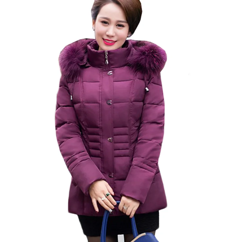 Winter Jacket Women Parkas New Warm Hooded Down Cotton Outerwear Middle-aged Mother Clothing Large size Female Basic Coats Y108