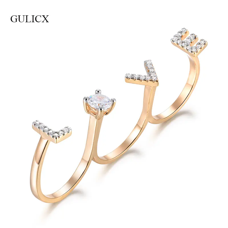 Женские открытые кольца GULICX креативные с кубическим цирконием LOVE обручальные