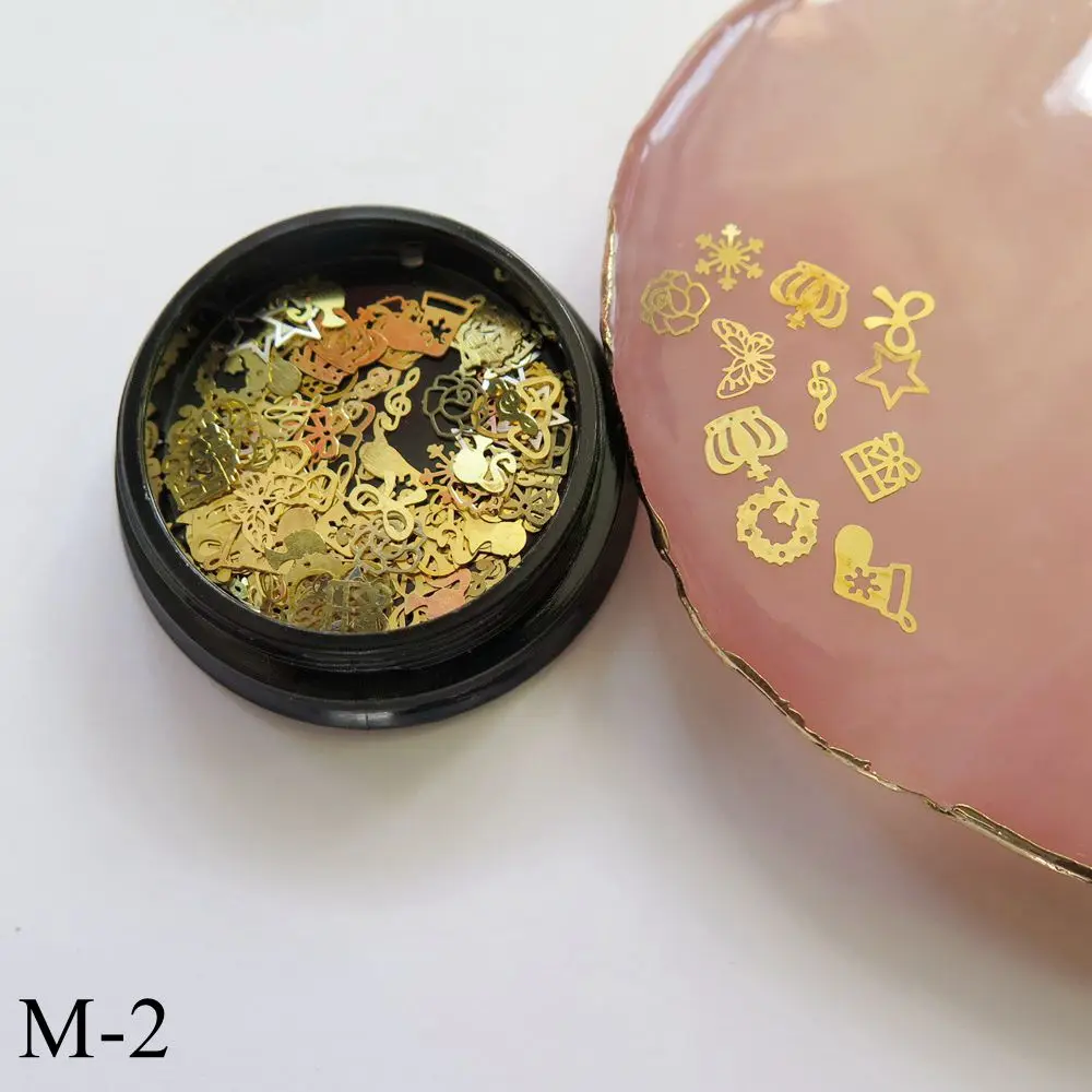 M-2 1Jar дизайн ногтей смешать различные металлические наклейки в баночки зодиака Снежинка Рождество Хэллоуин серии мультфильм M1-M9 - Цвет: M-2