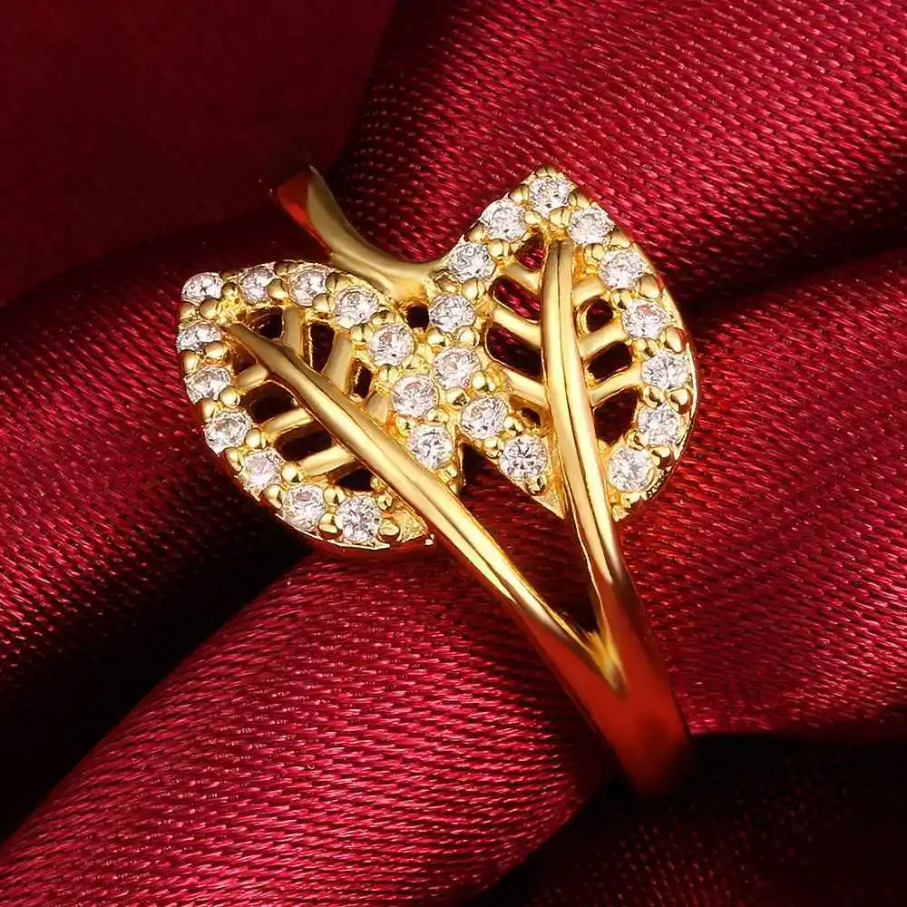 Горячая Распродажа модные ювелирные изделия вставки два листа золотой цвет