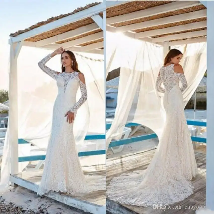 2019 скромный полный кружево Русалка Свадебные платья Jewel средства ухода за кожей