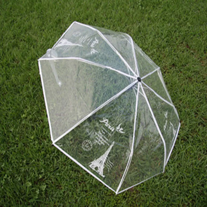 White Tower Three Fold Umbrella Transparent Sun Rain Umbrellas Three Color Rain Tools Woman White Black Two Color - Цвет: White