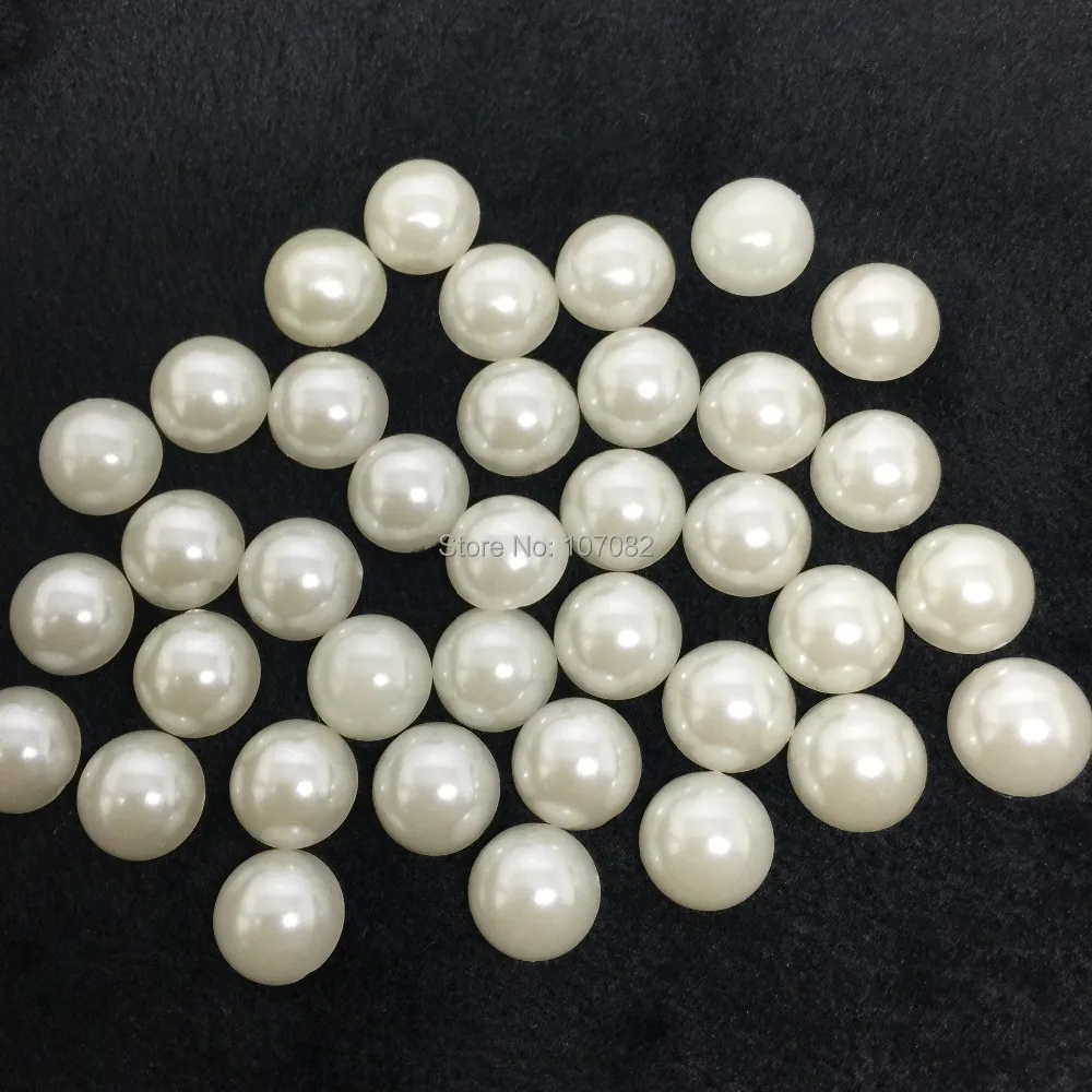 

100pcs 10mm Ivory Pearl Half Round Flatbacks Craft Diy Resin Decoration Half Round Pearls Confetti For Scrapbooking