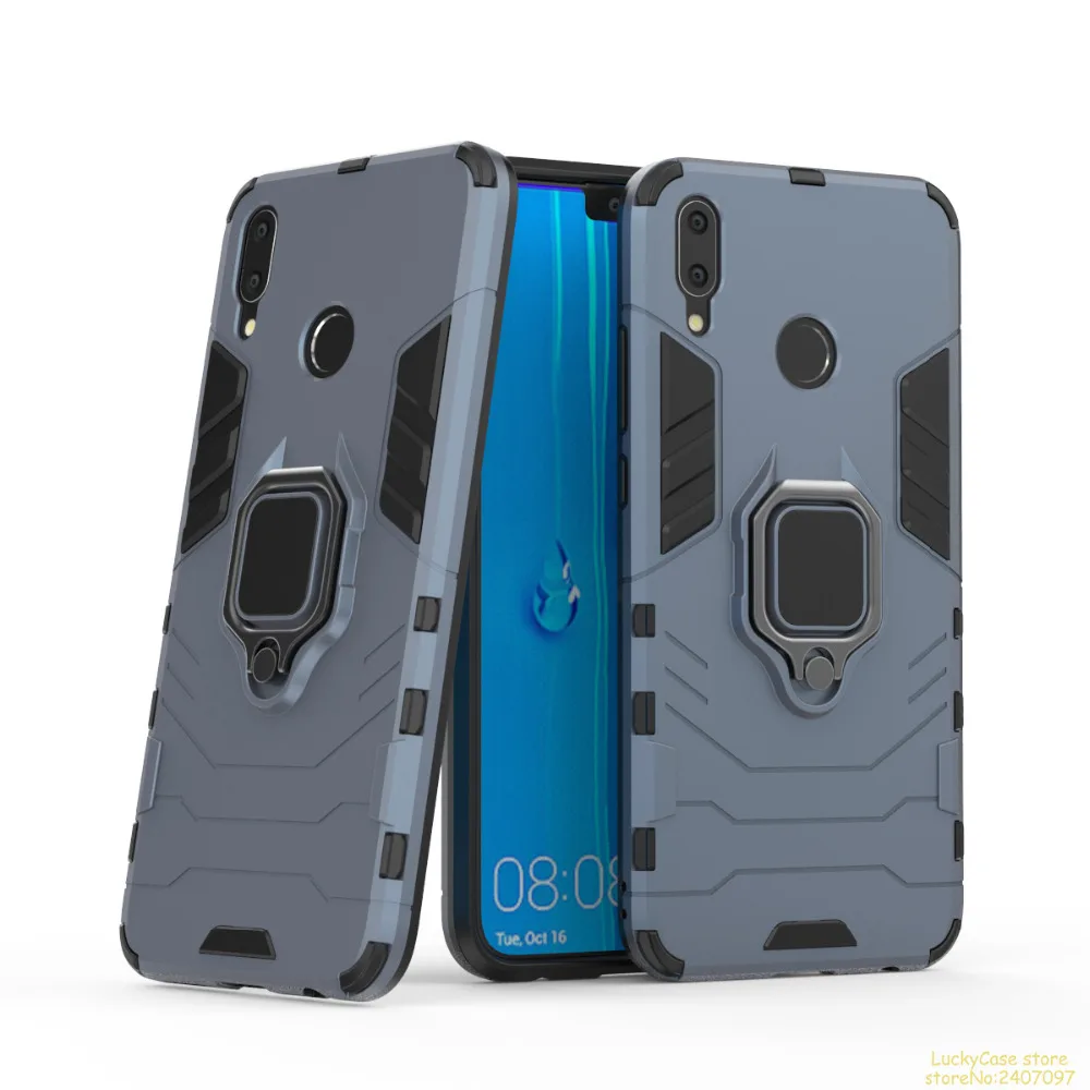 С кольцом-подставкой Гибридный бронированный чехол для телефона huawei Y9 2019