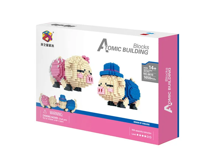 Микроблоки PZX милый медведь строительная игрушка модель кролика аукцион фигурки