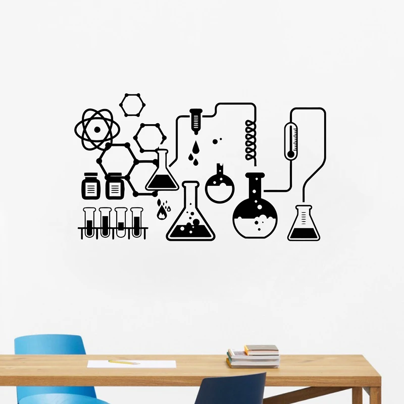 

Science Chemical Lab Vinyl Wall Stickers Art Decor Scientist Chemistry Wall Decals For School Laboratory Wall Decoration