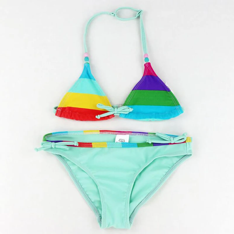 Лидер продаж новинка летний облегающий Купальник для девочек в полоску