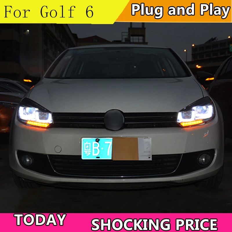 Стайлинг автомобиля для VW Golf 6 фара 2009-2012 динамический сигнал Golf6 СВЕТОДИОДНЫЙ DRL