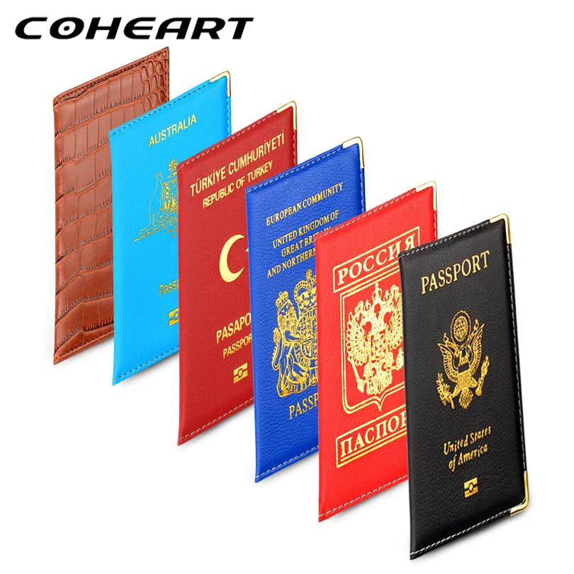 COHEART, брендовая Обложка для паспорта для большинства стран, искусственная кожа, бумажник для паспорта для мужчин и женщин, сумка для паспорта, тонкая, цена