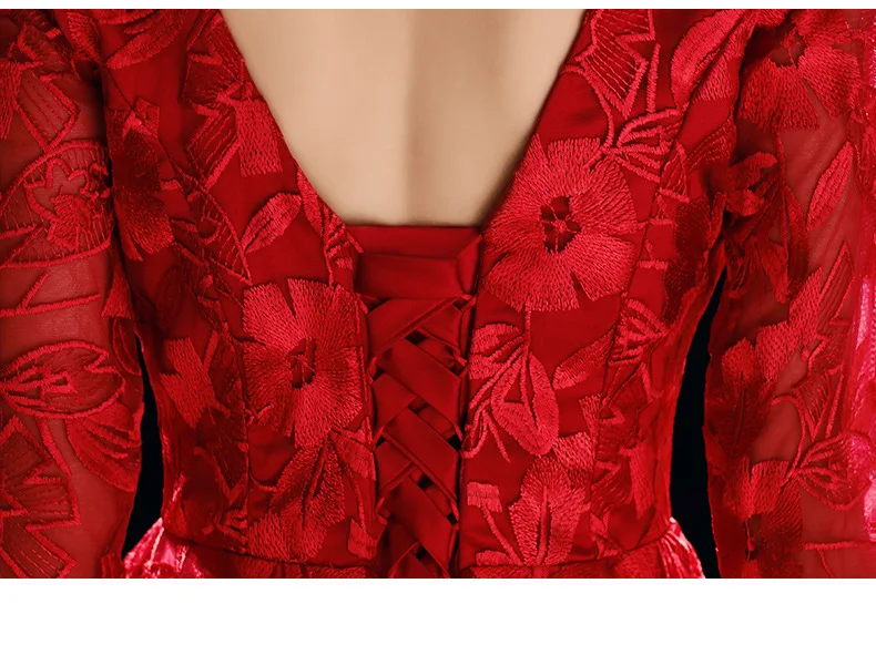 Лето 2019 красное платье с v-образным вырезом модное сексуальное Вышивка по