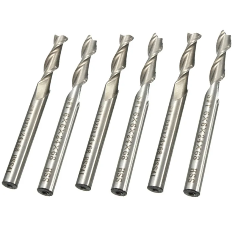 

Best Price 5Pcs 6mm Two 2 Flute HSS&Aluminium Extended Length End Mill Cutter CNC Bit Drill Bit Milling Machinery Cutting Tools