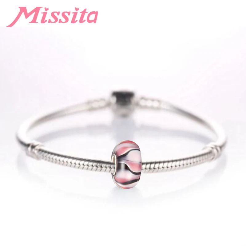 MISSITA черные и розовые бусины подходят для брендовых браслетов изготовления