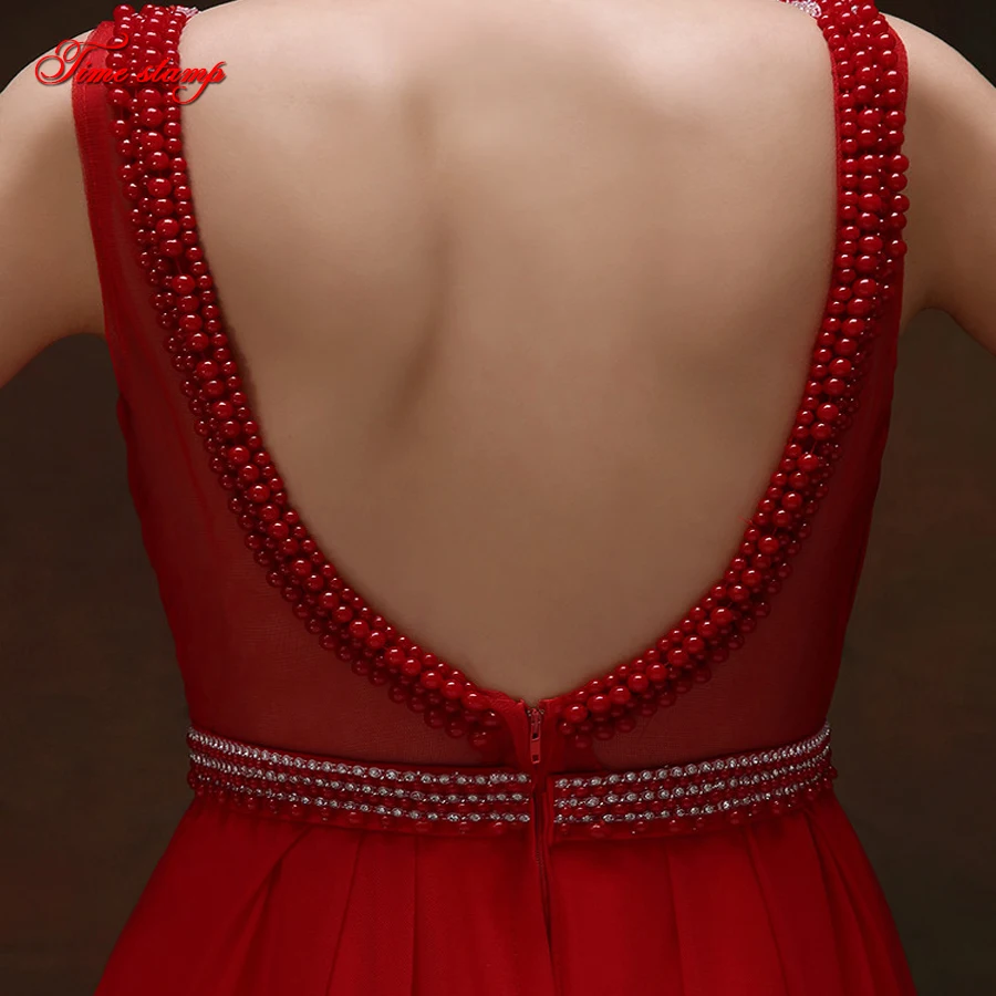 Потрясающее Вечернее платье мода 2015 новое красное шифоновое вечернее с