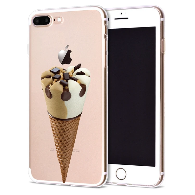 Чехол для Apple iPhone 6 6S 7 Plus X 10 мягкий чехол из ТПУ с милым мороженым Оригинальный 8 B316