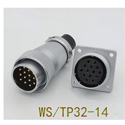 WS32-14F 1 комплект WS32 авиационным соединителем мужской и женский квадратный фланец Диаметр вала(мм): гнездо 4/6/8/10/11/12/13/14/19 Pin вилкой/корейский производитель кабелей авиации круговой разъем кабеля - Цвет: WS32-14F