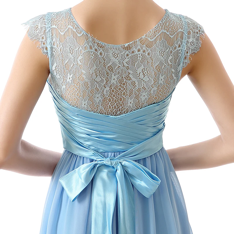 Forevergracedress голубой Длинные платье подружки невесты Дешевые линии Кружева