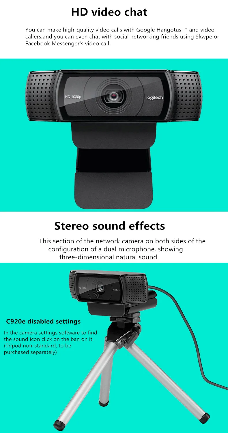Производитель отремонтированный(б/у): logitech HD Pro Webcam C920e, широкоформатный видеозвонок и запись, камера 1080p