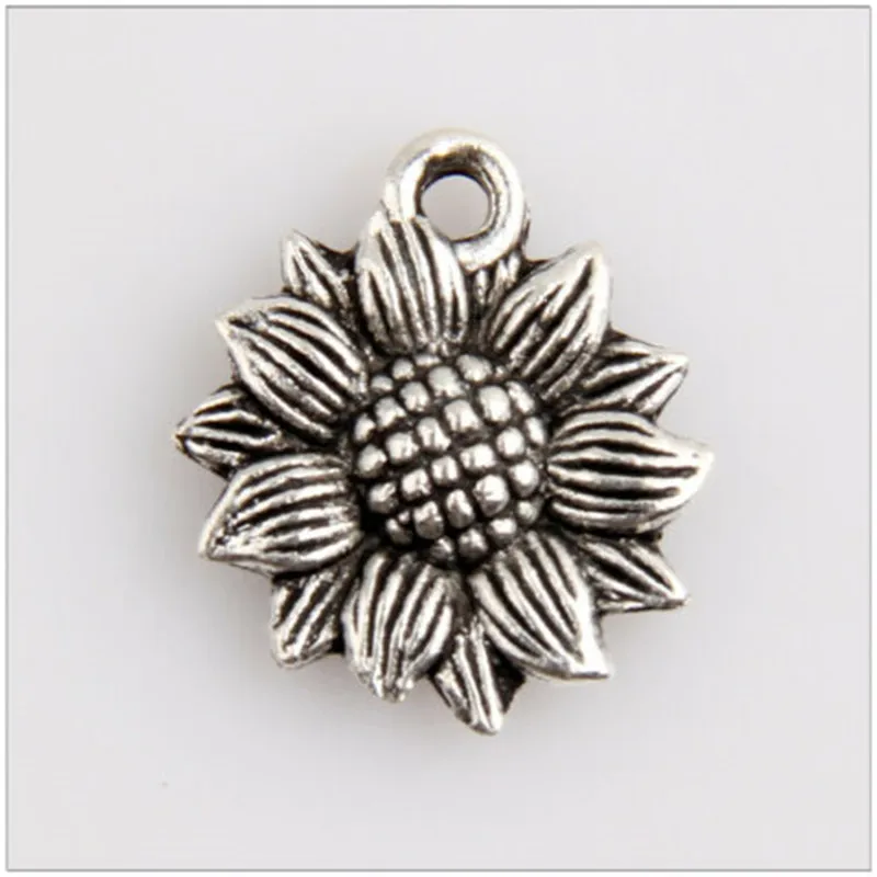 35pcs horticultural plant sunflower Tibetan silver jewelry pendant making charm | Украшения и аксессуары