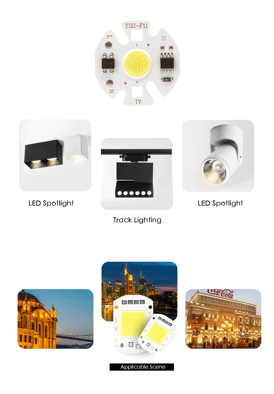 Светодиодный COB чип лампа Smart IC 3 Вт 5 Вт 7 Вт 10 Вт 20 Вт 50 Вт 70 Вт 100 Вт 150 Вт Встроенный прожектор заливающего света нет необходимости привода DIY светильник из бисера точечный светильник