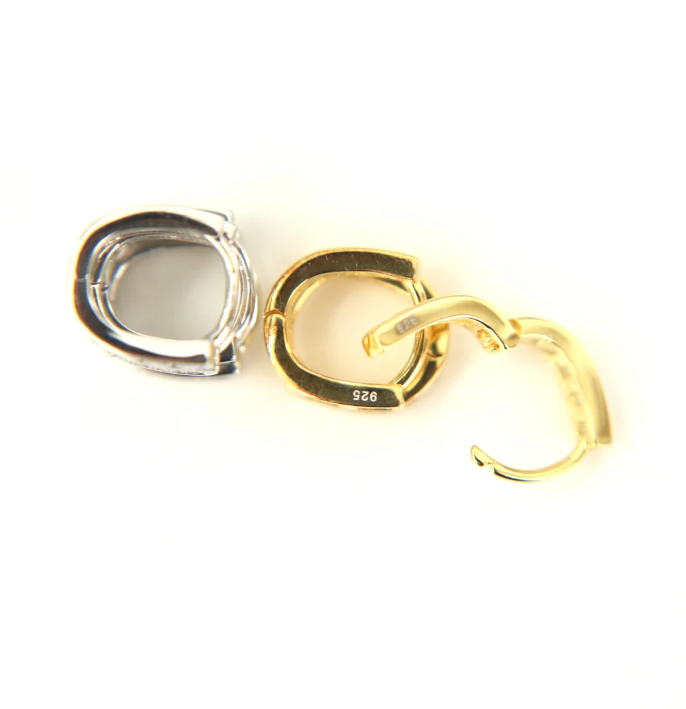 Серьги клипсы маленькие из серебра 100% пробы с фианитами 10 мм|925 sterling|clip on earringssilver