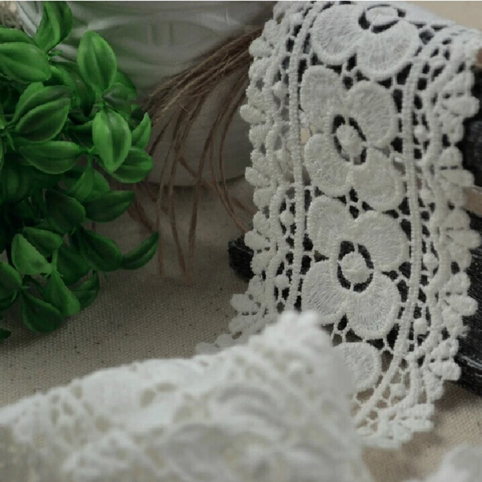 

6CM Wide cotton Water Soluble Embroidery Flower Lace Trim Garment Accessories