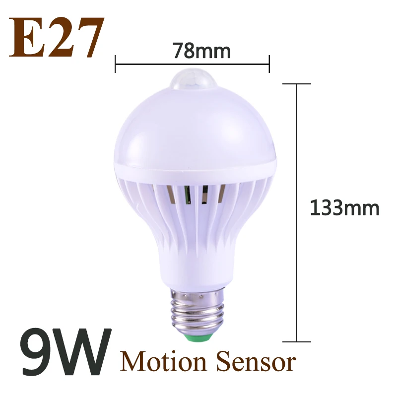 Motion Sensor 9W Светодиодный потолочный светильник с датчиком движения, потолочный светильник, 12 Вт, 18 Вт, 220 В, ночные лампы для лестниц, коридоров, ванной комнаты, Домашний Светильник ing White - Цвет корпуса: Motion Sensor 9W