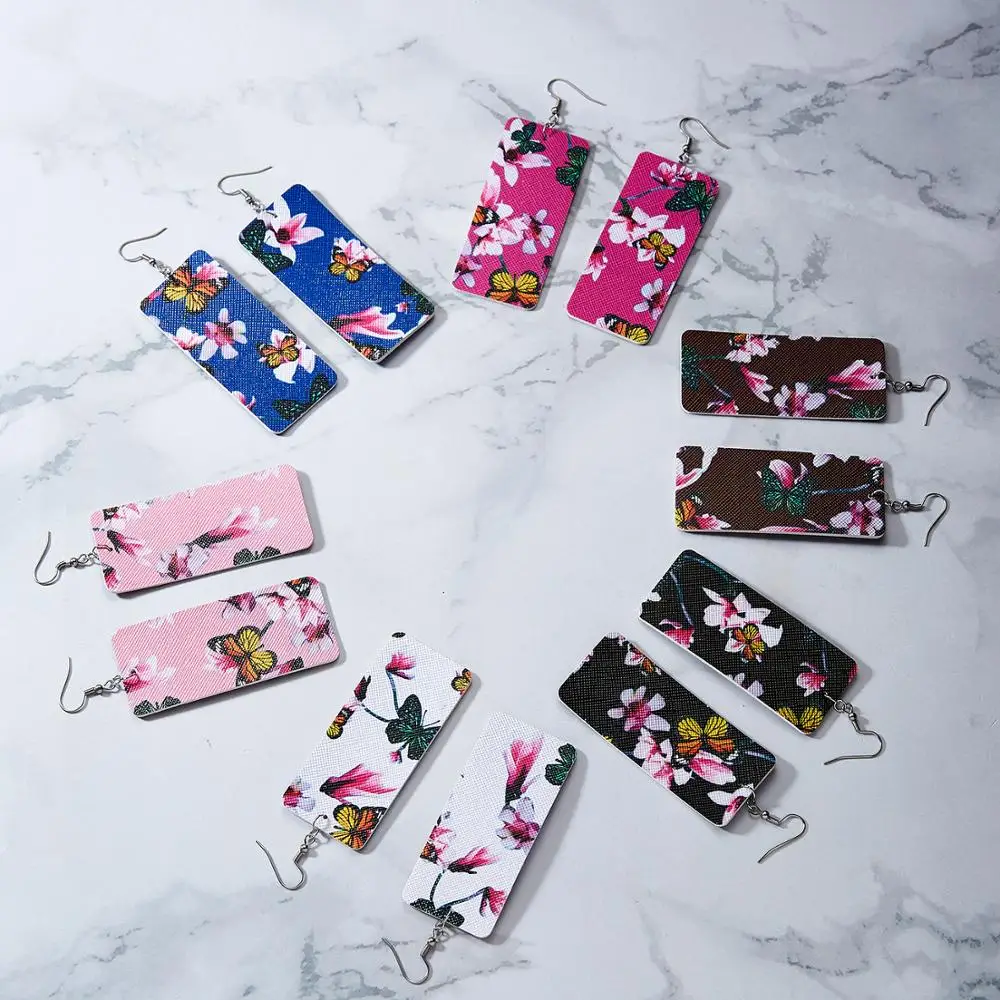 Стильные Кожаные серьги-подвески в этническом стиле висячие серьги с цветочным