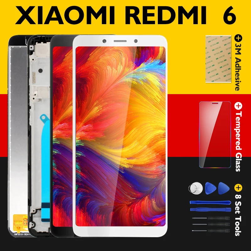 ЖК-дисплей с рамкой для Xiaomi Redmi 6A/6 оригинальный сенсорный экран 10 дигитайзер в