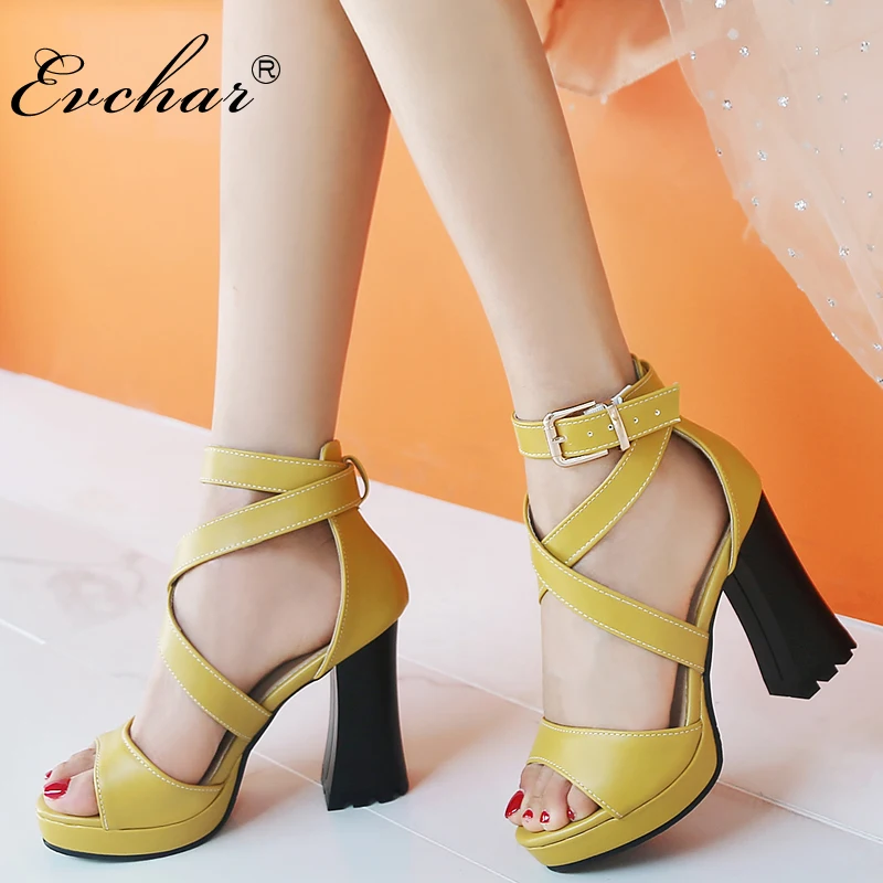 EVCHAR/модные босоножки из искусственной кожи на очень высоком каблуке женские