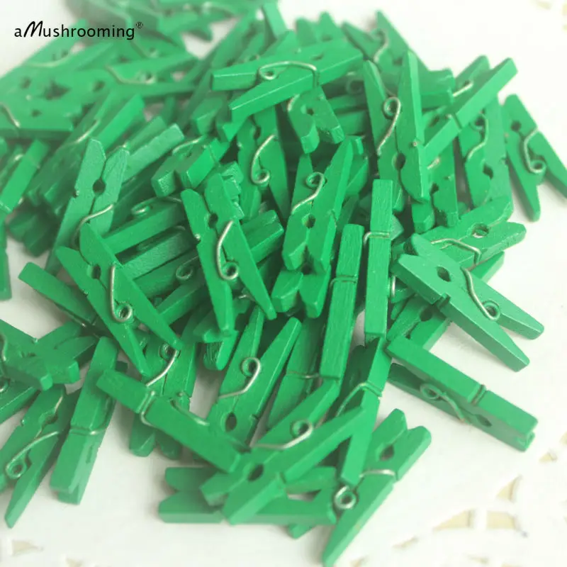 Деревянные Мини зажимы для рукоделия | Прищепки одежды Зеленый 25 мм 500 шт./лот