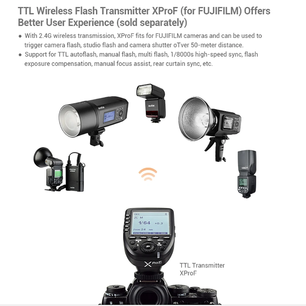 Фотовспышка Godox V350F для Fujifilm TTL фонарик ttl 1/8000 s HSS 2 4G Вспышка Накамерная Speedlite X-Pro2