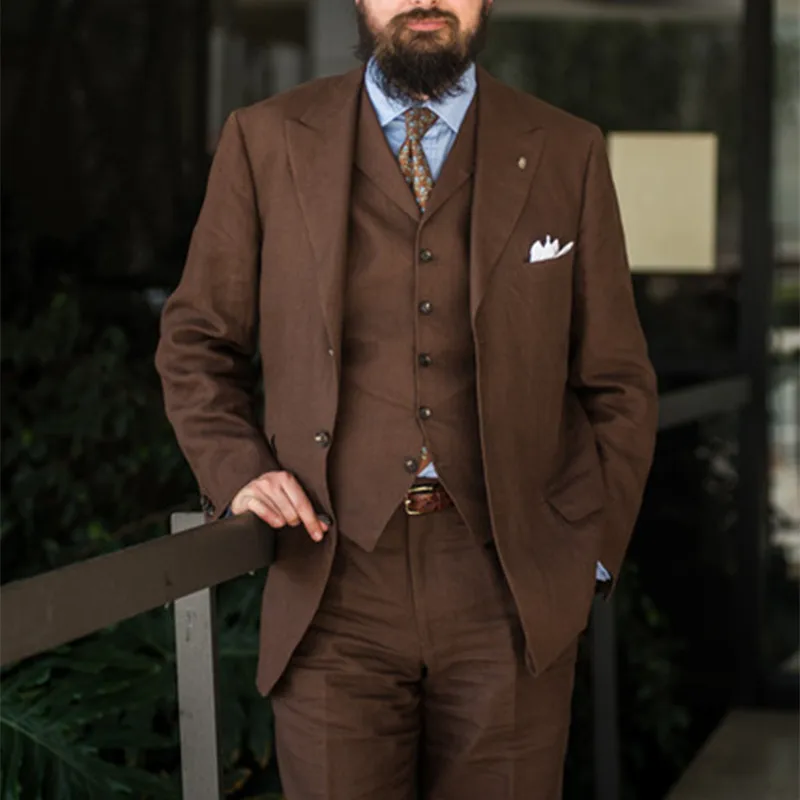 Новинка 2017 дизайнерский Коричневый мужской костюм повседневные деловые мужские