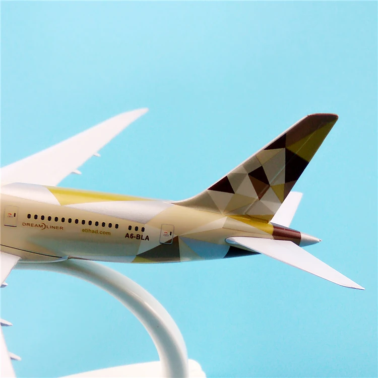 20 см модель самолета Etihad B787, поделки из сплава, Boeing 787, авиационный самолет, авиационный сувенир, подарок для взрослых и детей на день рождения, игрушки