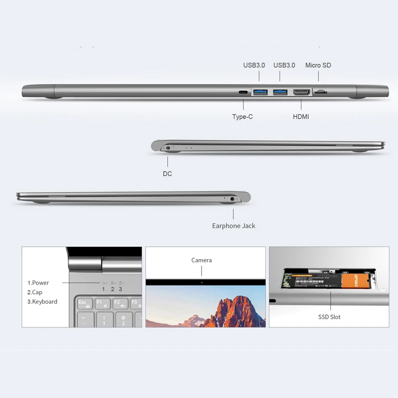 Ультра-thinTeclast F15 ноутбук 15," Windows 10 Home 8 ГБ ОЗУ 256 ГБ SSD HDMI ноутбук Gemini Lake Intel N4100 четырехъядерный 6000 мАч