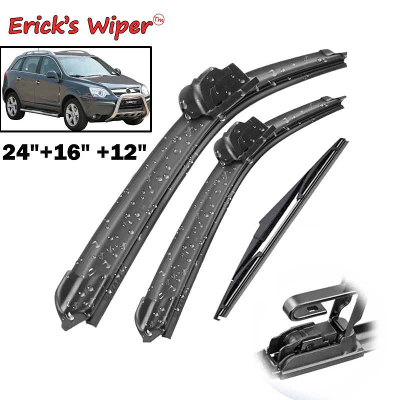 

Erick's Wiper Front & Rear Wiper Blades Set Kit For Vauxhall Opel Antara 06 - 17 Windshield Windscreen Front Window 24"16"12"