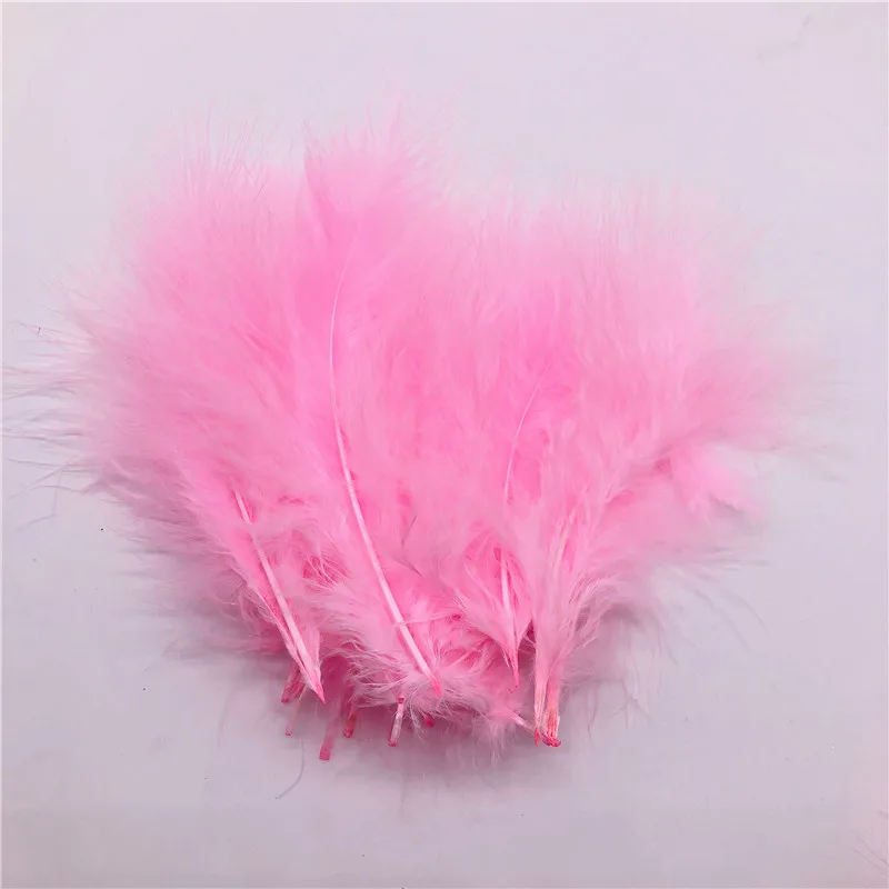 Pink 50 шт. перья индейки 4-6 дюймов 10-15 см куриные Шлейфы перья индейки Марабу для карнавала Хэллоуин Рождество DIY Ремесло Декор - Цвет: Pink