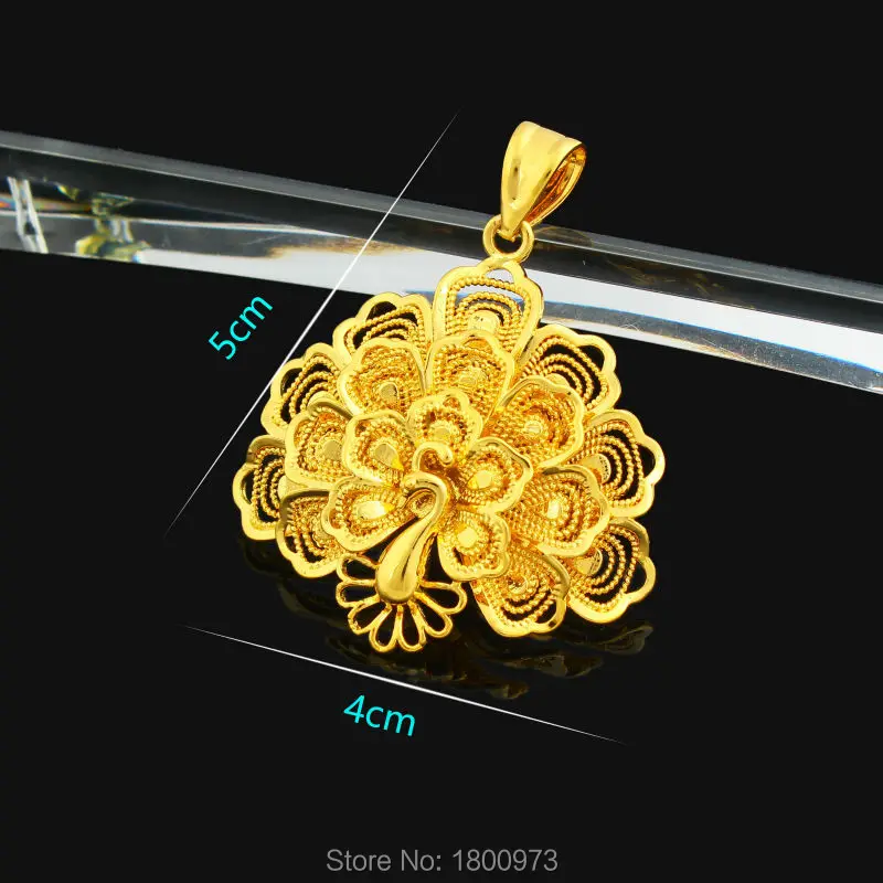 2017 золотые ожерелья в виде павлина и подвески ювелирные изделия золотого цвета