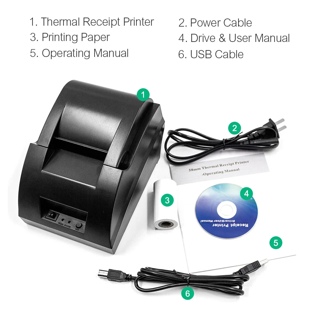 Zjiang zj 5890c Термальность принтер 203 точек/дюйм мини билет pos58mm принтера USB Интерфейс