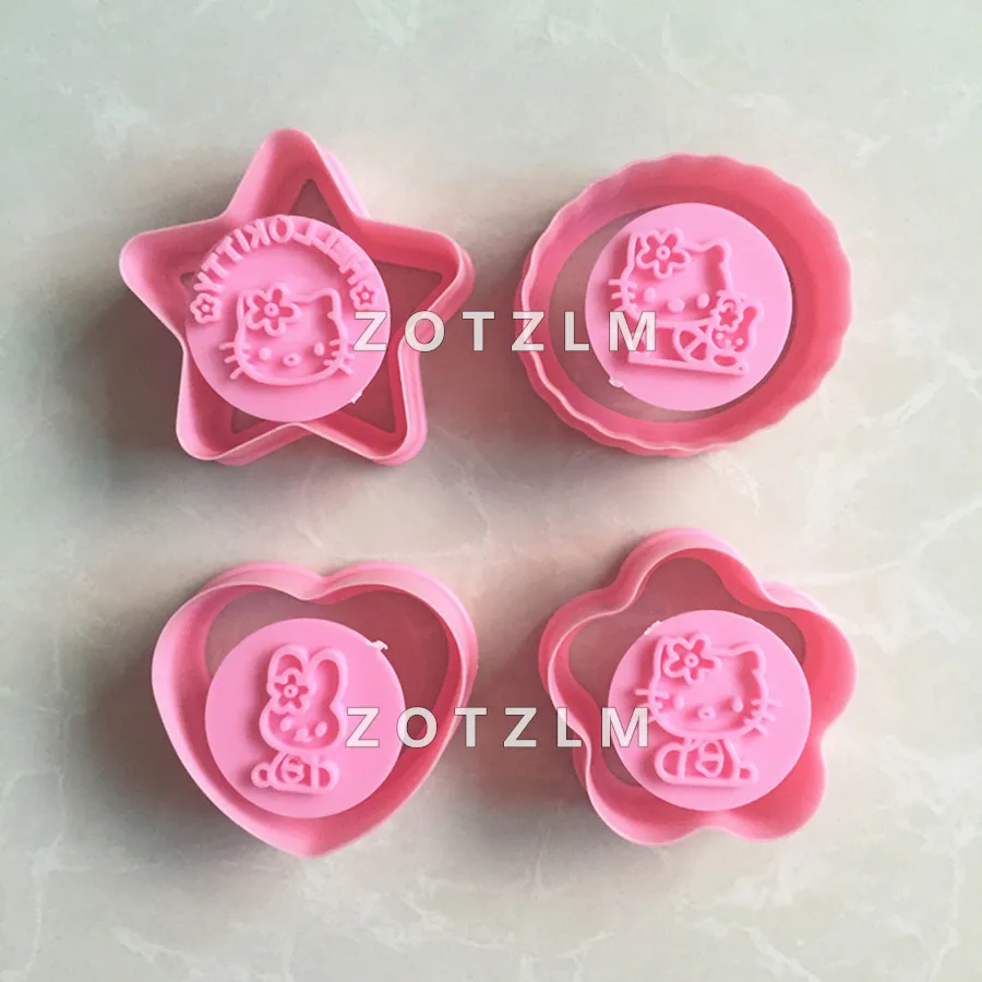 4 шт./компл. мультфильм форма пластиковые формы для печенья кошка шаблон