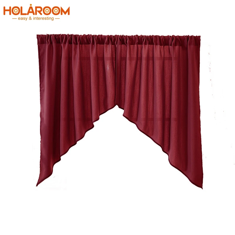 Сплошной цвет штанги Короткие Занавески для дома гостиной/детской комнаты/отеля