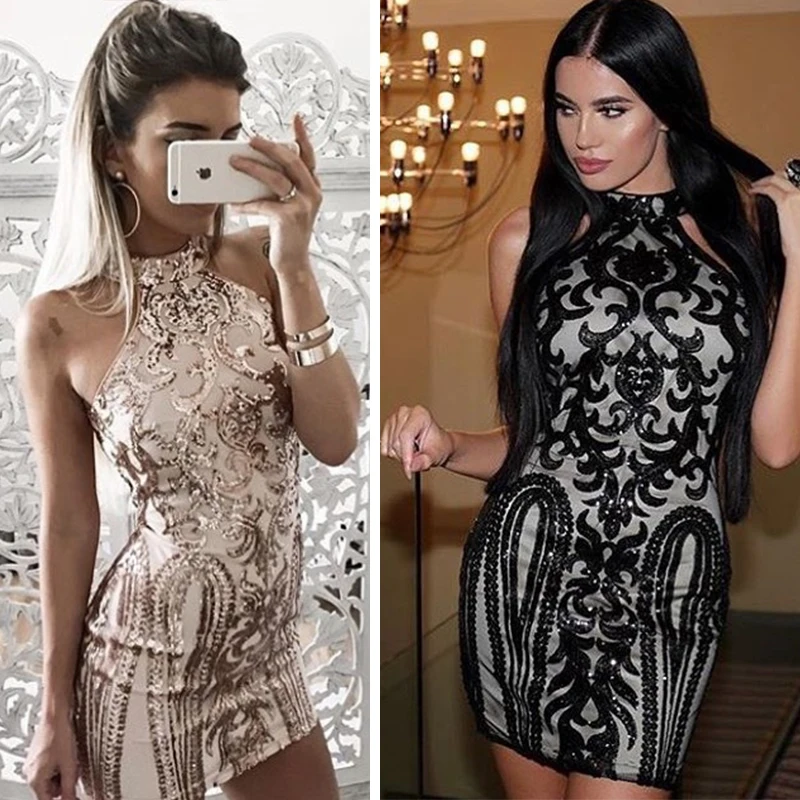 ТОЛЬКО ВЫ Урожай Элегантный Bodycon Блестками Платья Летние Черно-Белой Печати