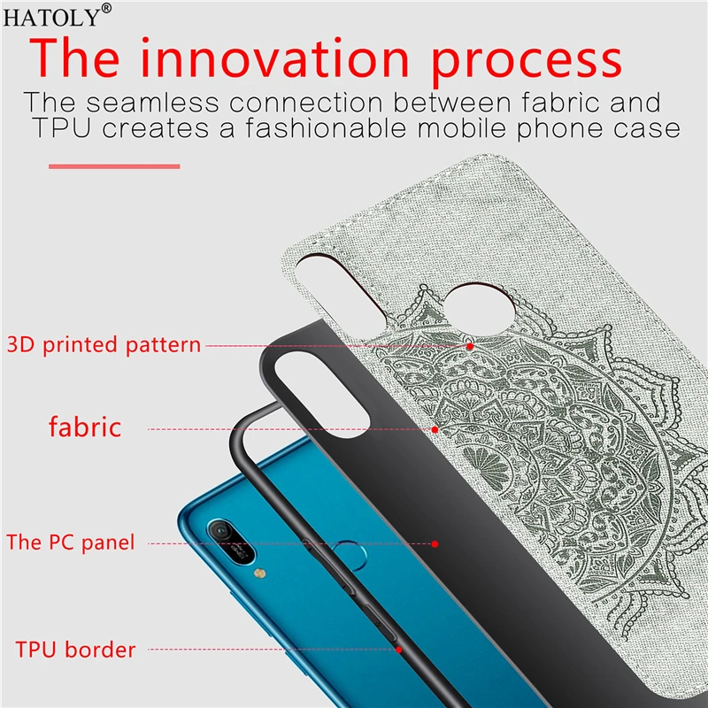 Чехол из силикона и резины для Huawei Y6 2019 чехол телефона с текстурой ткани мандалы