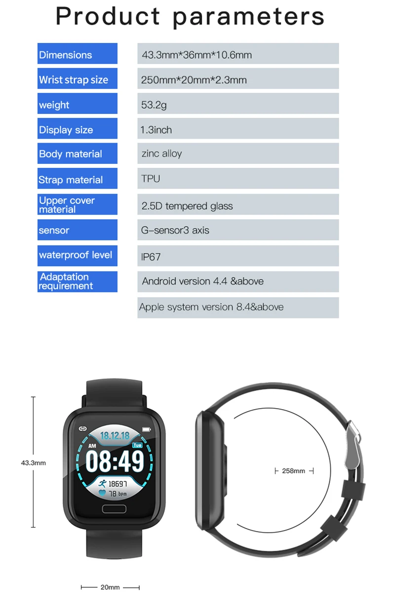 YH3 Водонепроницаемый Фитнес-трекер умный браслет Bluetooth браслет монитор активности будильник спортивный смарт-браслет для IOS Android