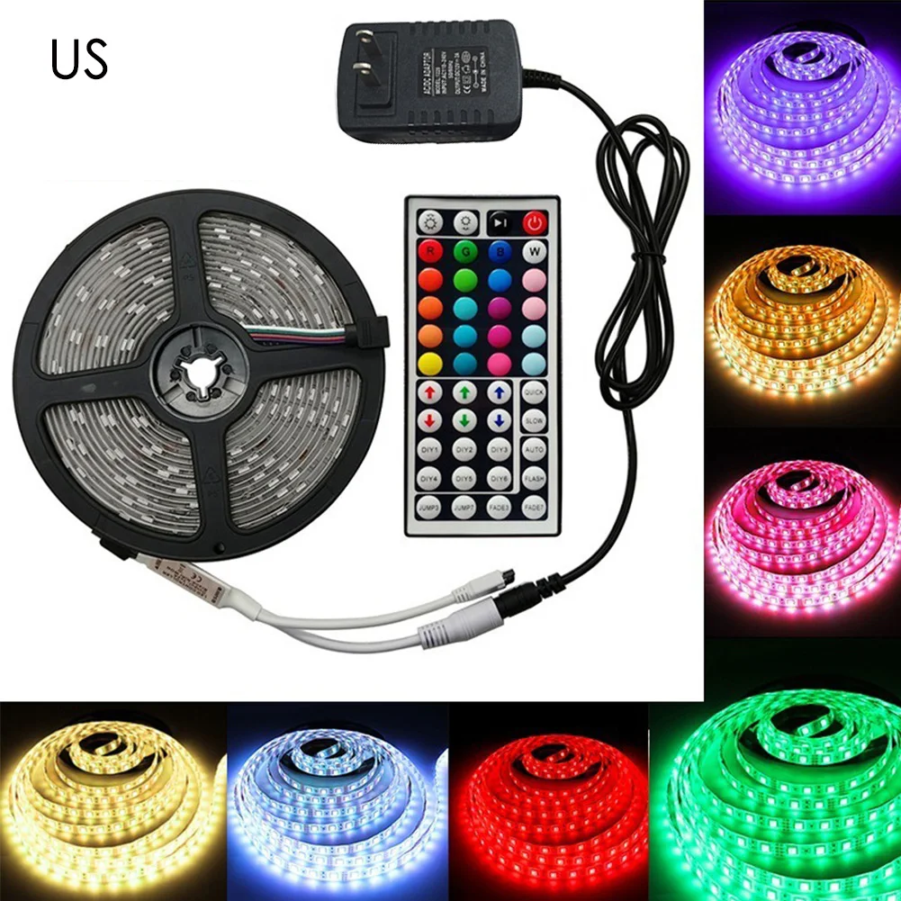 Светодиодный свет полосы 5050 набор RGB DC12V высокое Яркость низкая Напряжение Водонепроницаемый красочные дистанционного Управление 44-клавишным ТВ фон синхро-адаптер длиной 1 м/60 л