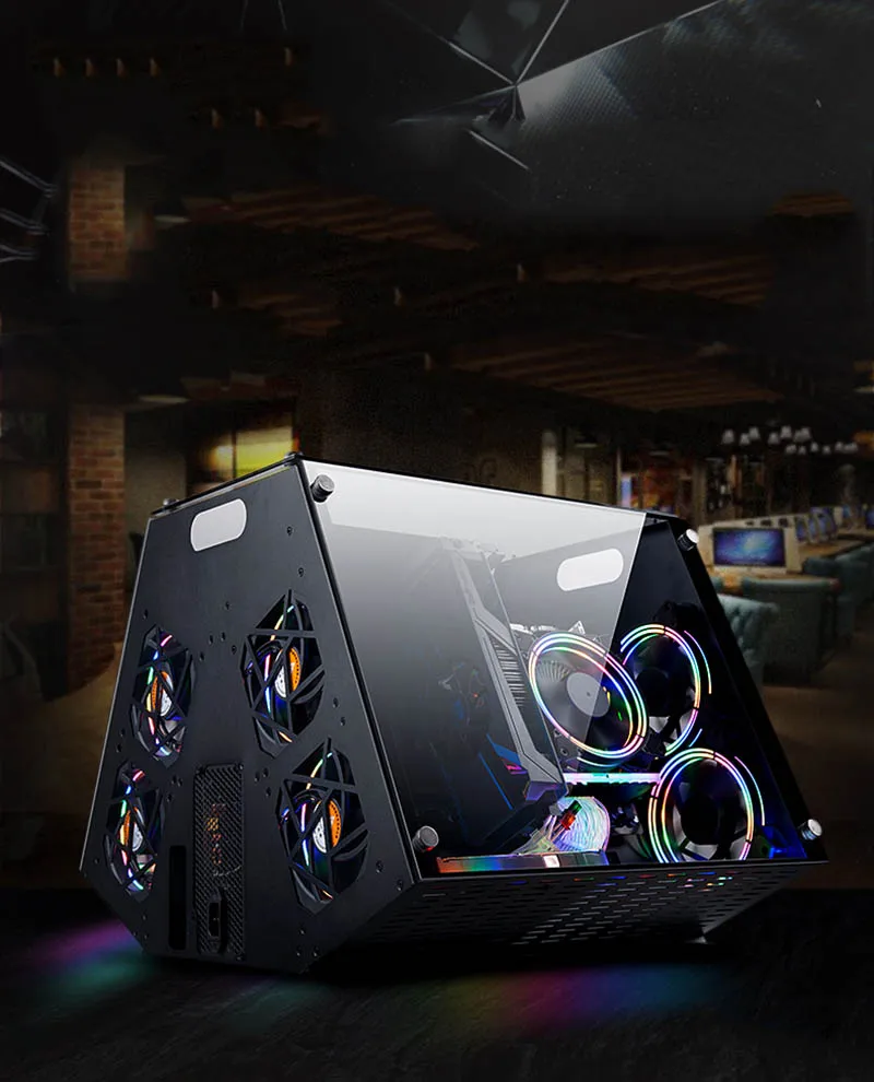 DIY стальной чехол для компьютера matx прозрачное стекло настольное шасси коробка Micro ATX Hands-on сборка для геймеров части ПК
